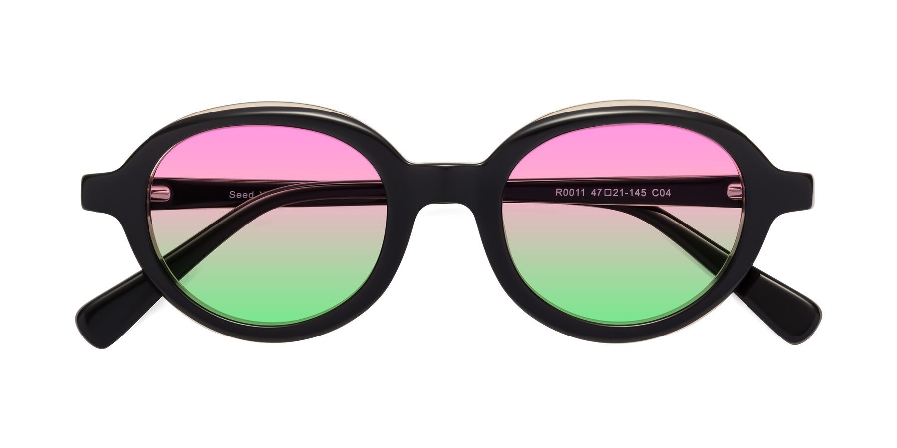 Folded Front of Seed in Black-Light Brown with Pink / Green Gradient Lenses