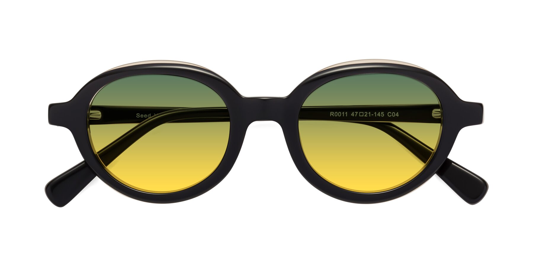 Folded Front of Seed in Black-Light Brown with Green / Yellow Gradient Lenses