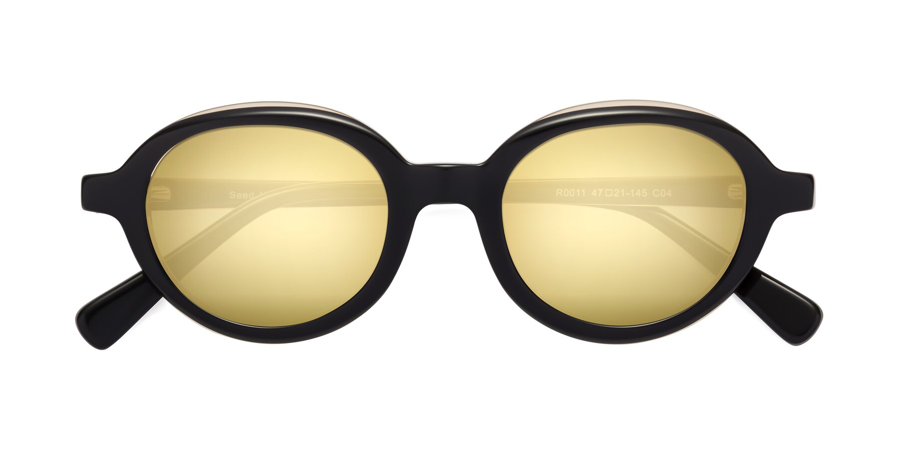 Folded Front of Seed in Black-Light Brown with Gold Mirrored Lenses