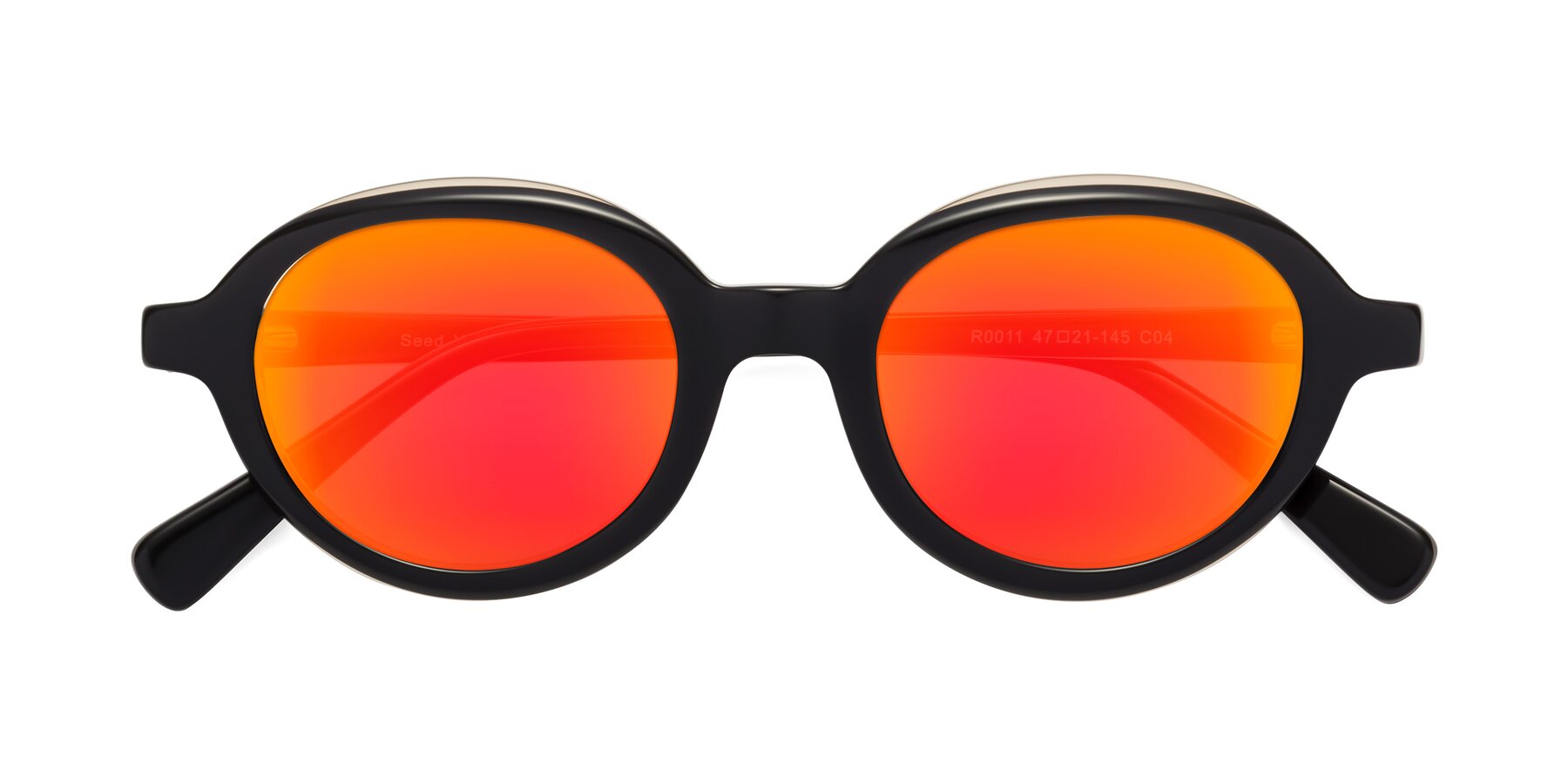 Folded Front of Seed in Black-Light Brown with Red Gold Mirrored Lenses