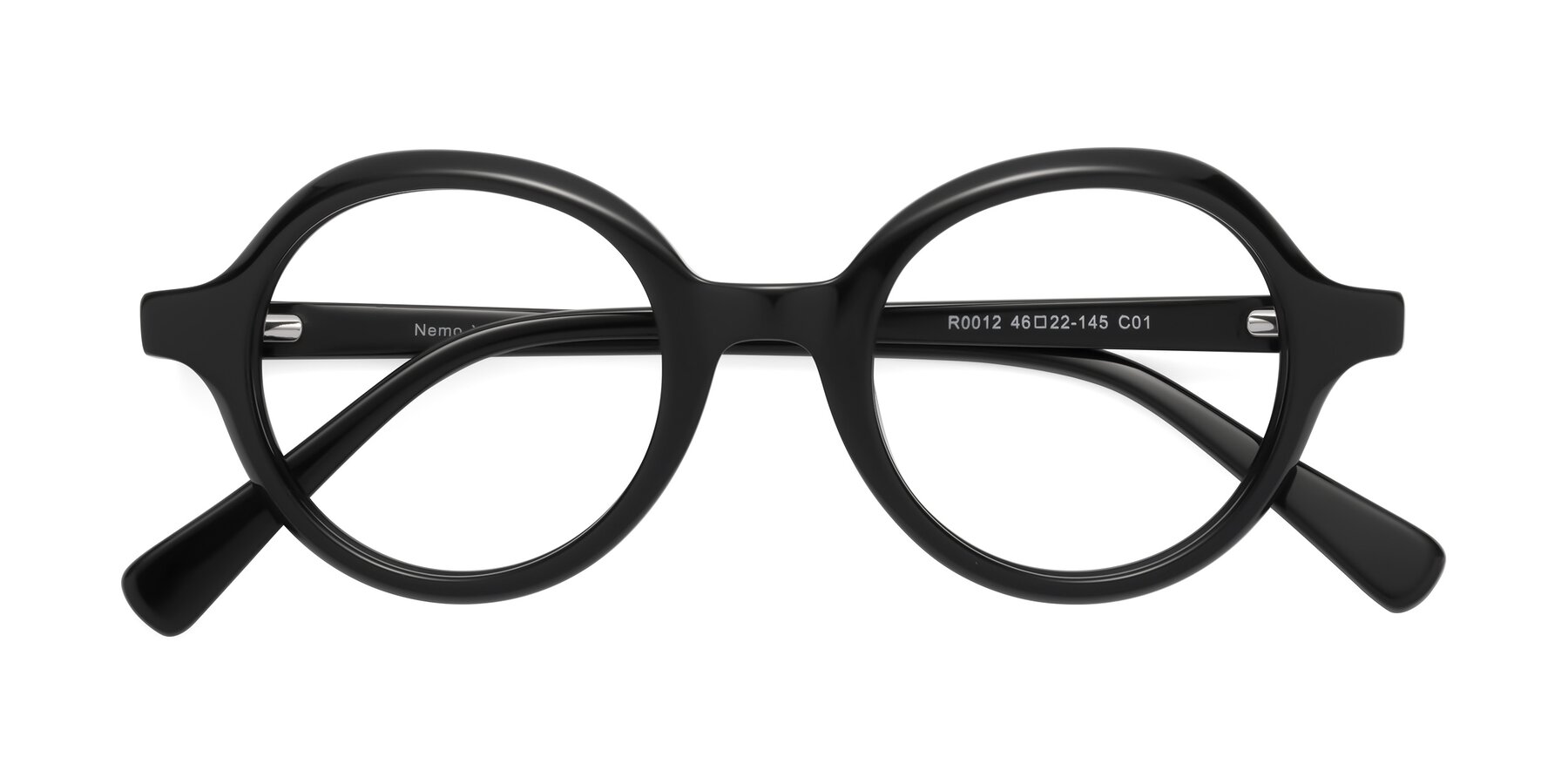Folded Front of Nemo in Black with Clear Eyeglass Lenses