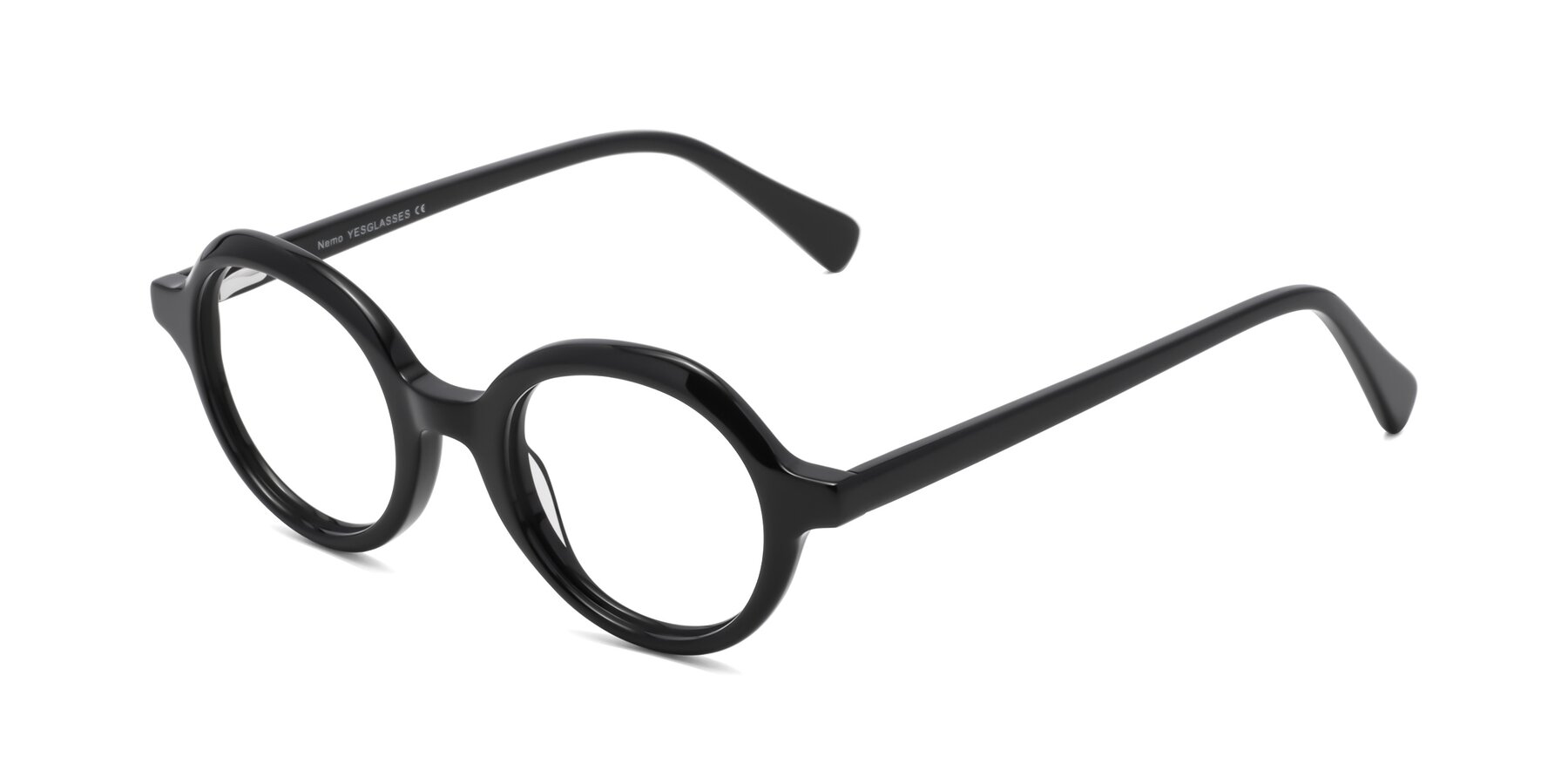 Angle of Nemo in Black with Clear Reading Eyeglass Lenses