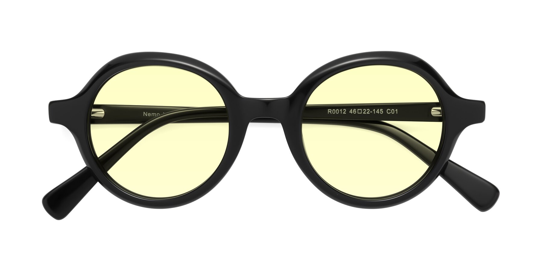 Folded Front of Nemo in Black with Light Yellow Tinted Lenses