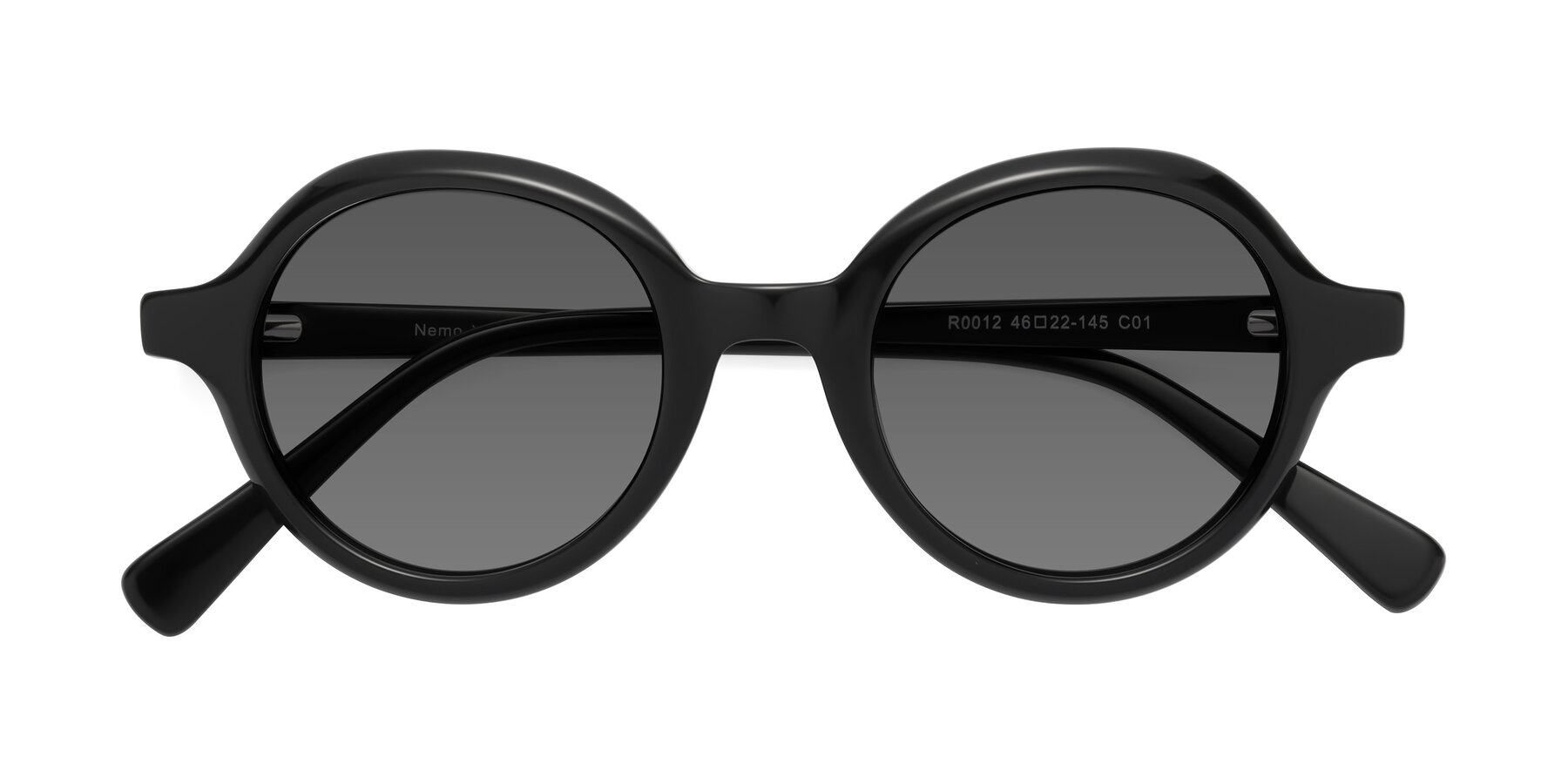 Folded Front of Nemo in Black with Medium Gray Tinted Lenses