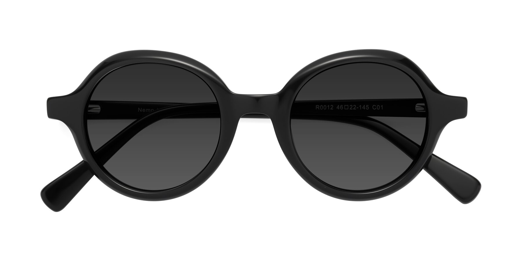 Folded Front of Nemo in Black with Gray Tinted Lenses