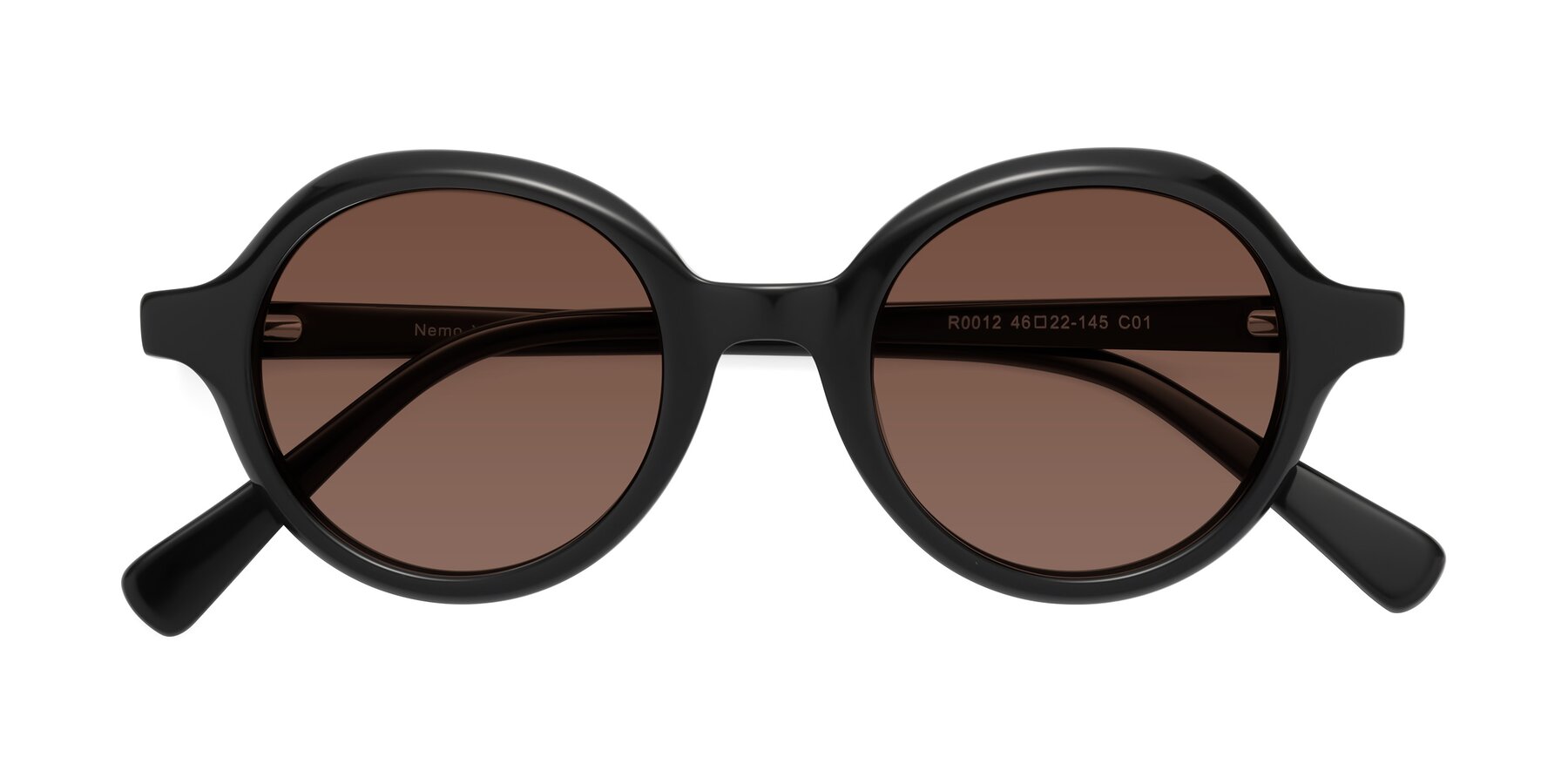 Folded Front of Nemo in Black with Brown Tinted Lenses