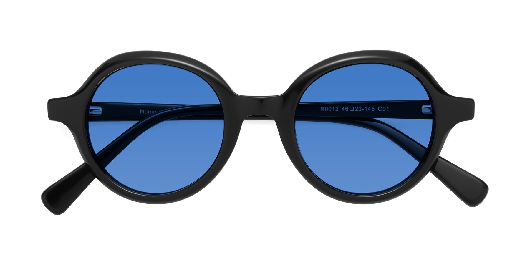 Folded Front of Nemo in Black with Blue Tinted Lenses