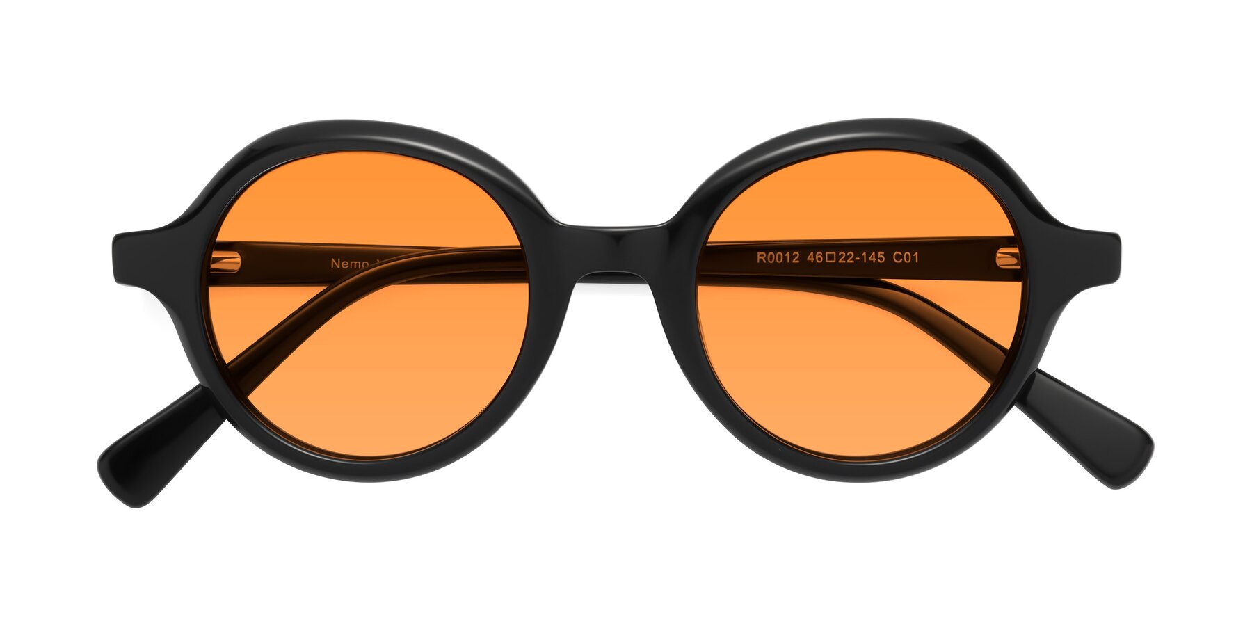 Folded Front of Nemo in Black with Orange Tinted Lenses