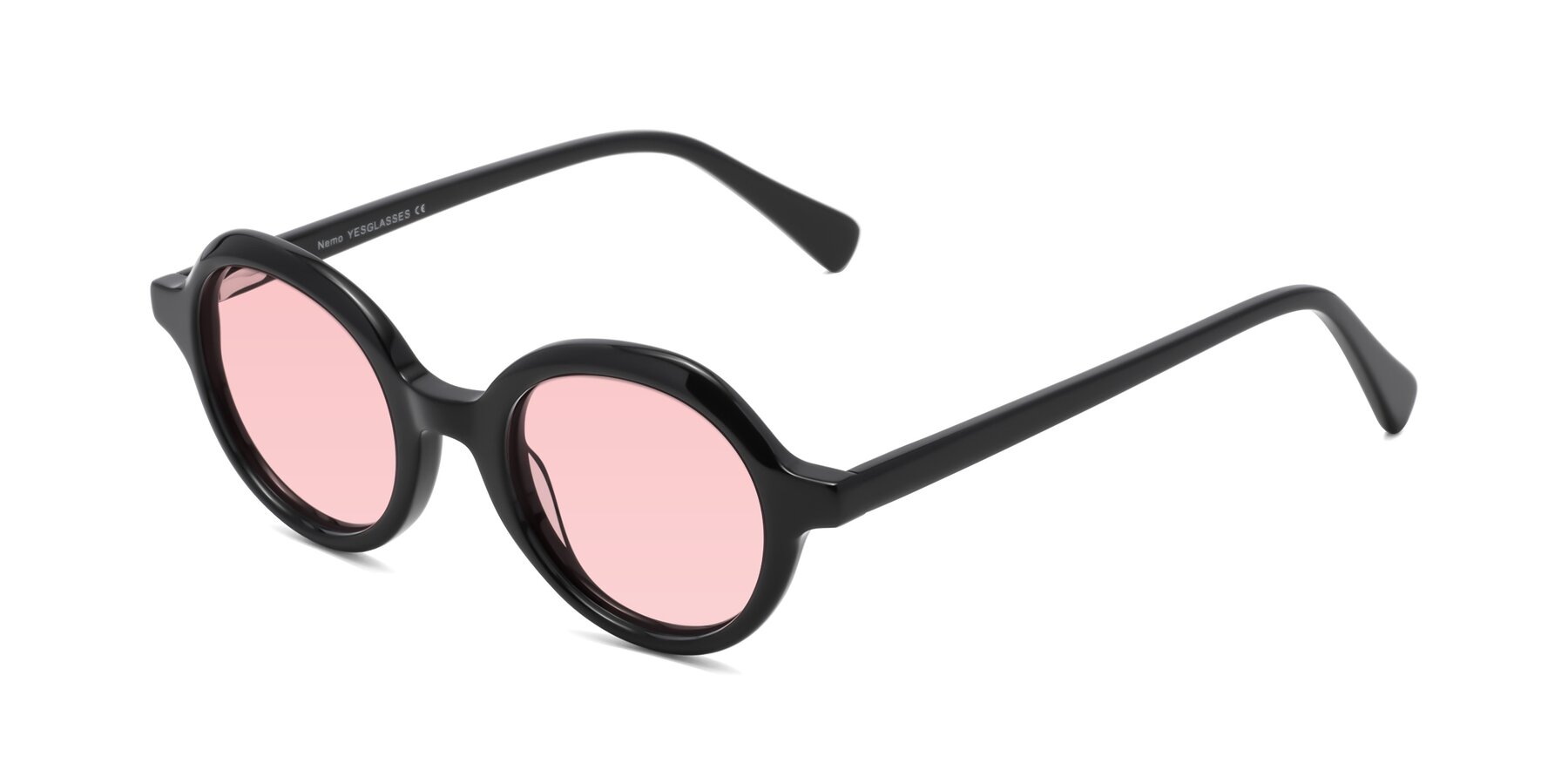 Angle of Nemo in Black with Light Garnet Tinted Lenses