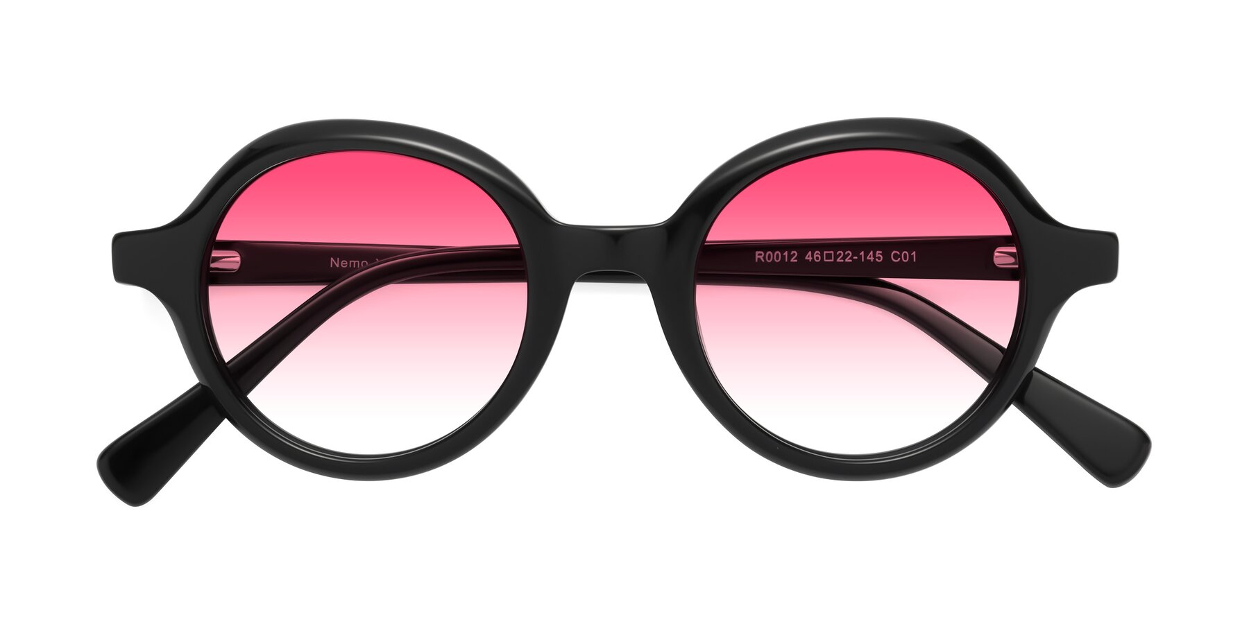 Folded Front of Nemo in Black with Pink Gradient Lenses