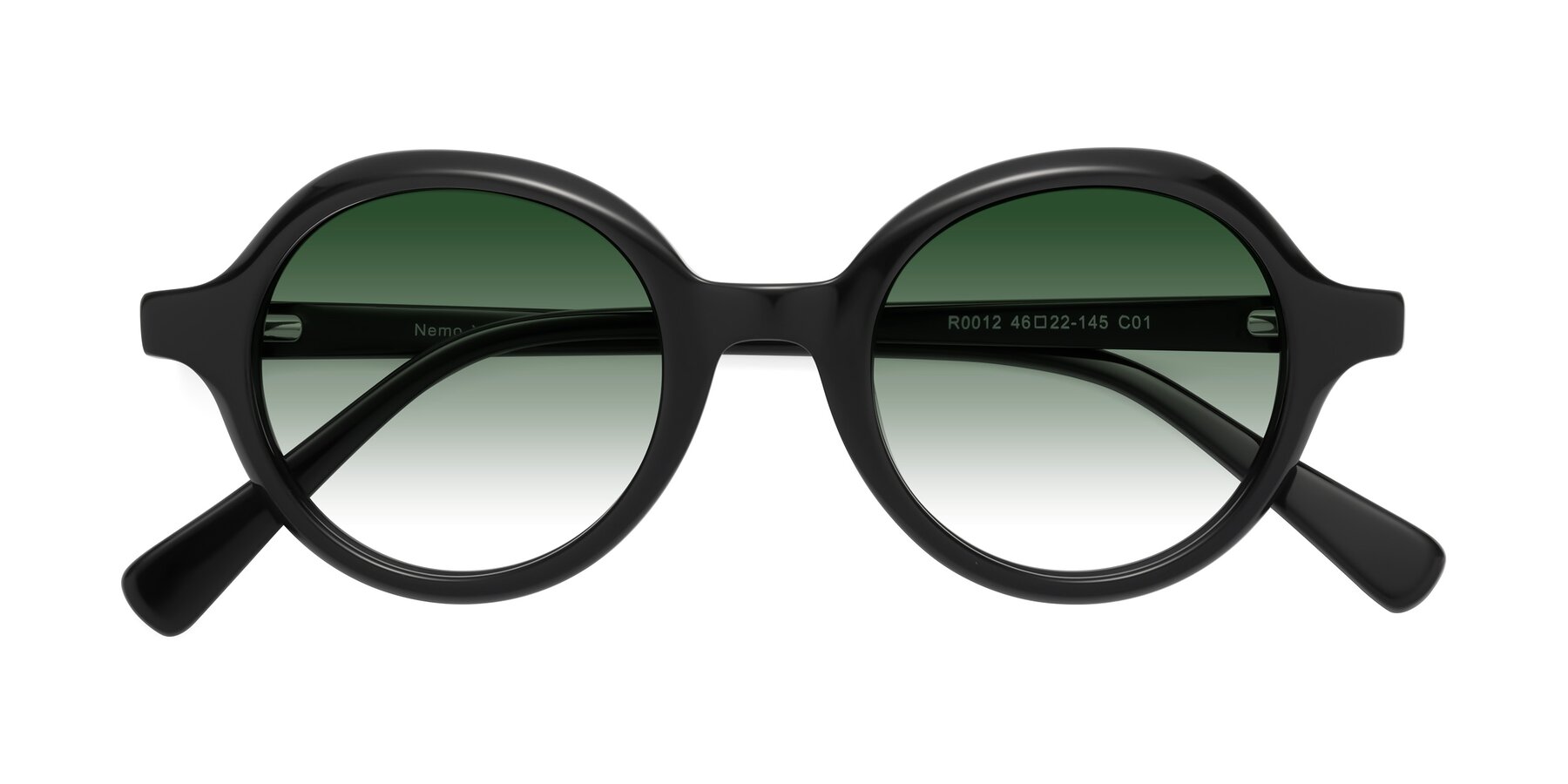 Folded Front of Nemo in Black with Green Gradient Lenses