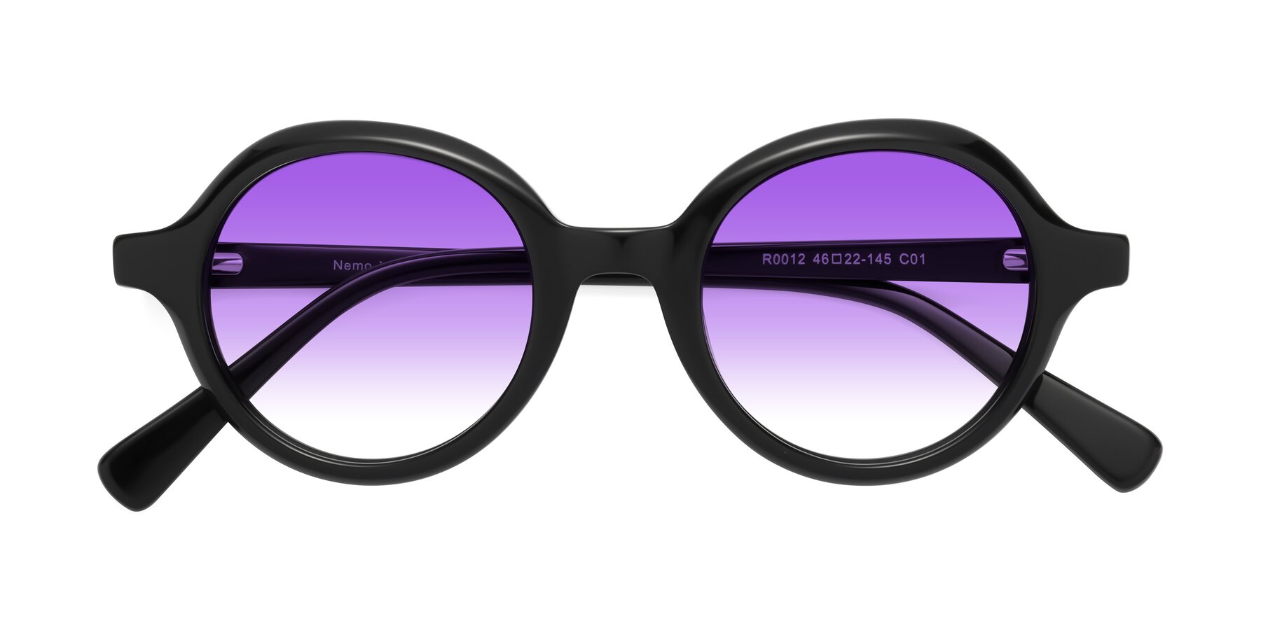 Folded Front of Nemo in Black with Purple Gradient Lenses