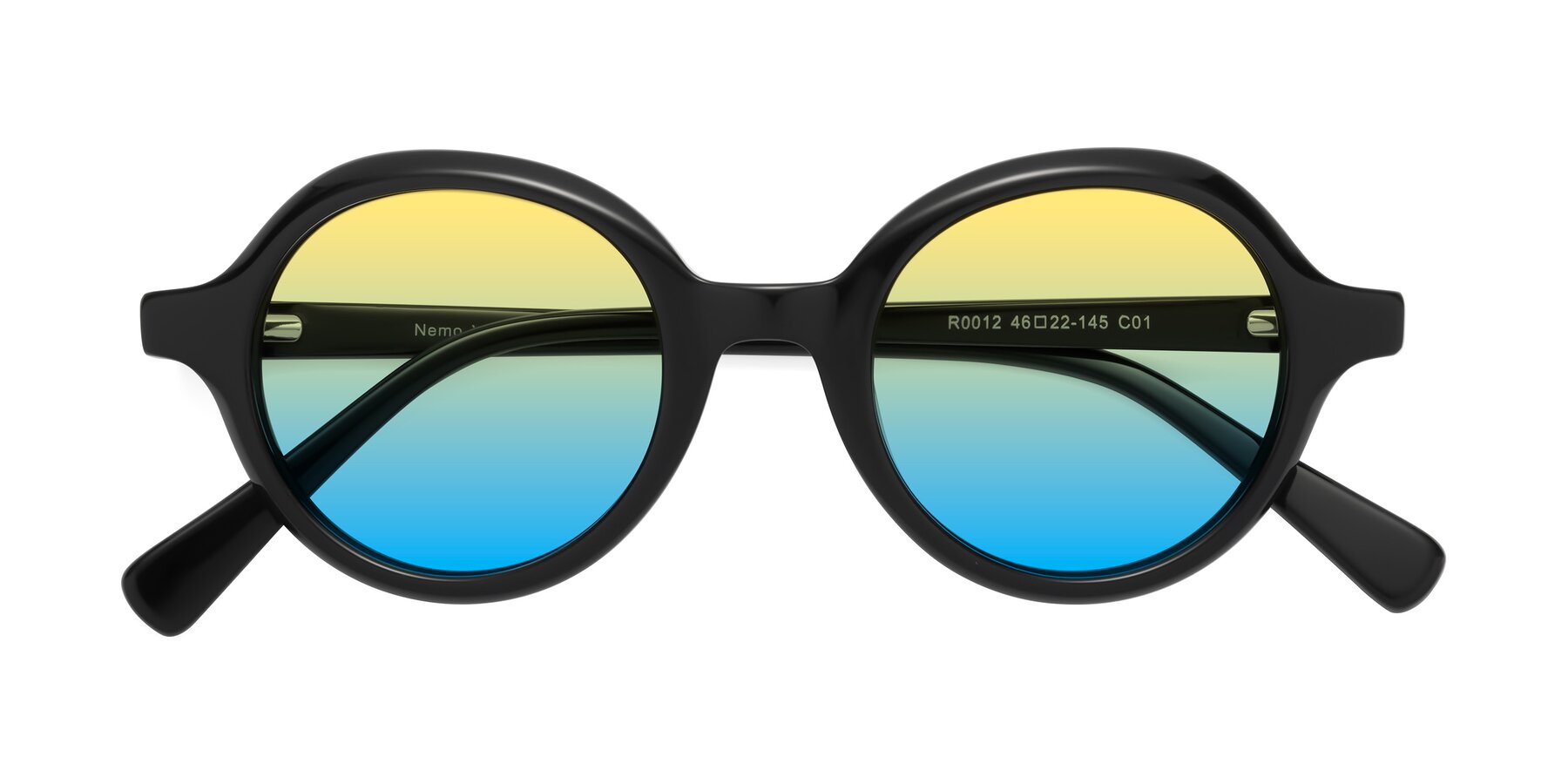 Folded Front of Nemo in Black with Yellow / Blue Gradient Lenses