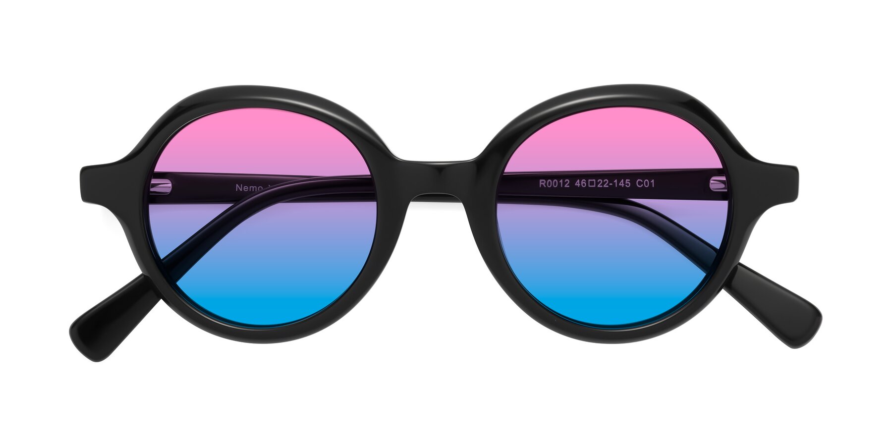 Folded Front of Nemo in Black with Pink / Blue Gradient Lenses