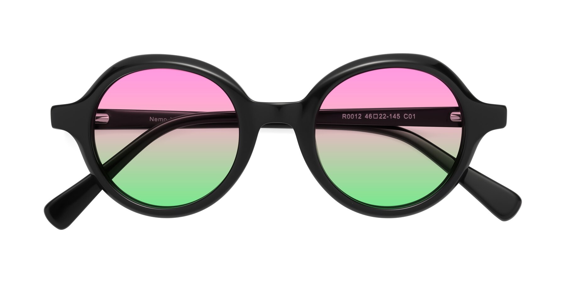 Folded Front of Nemo in Black with Pink / Green Gradient Lenses