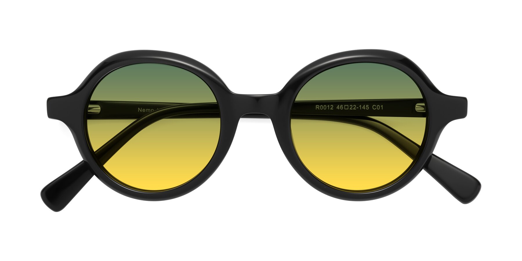 Folded Front of Nemo in Black with Green / Yellow Gradient Lenses