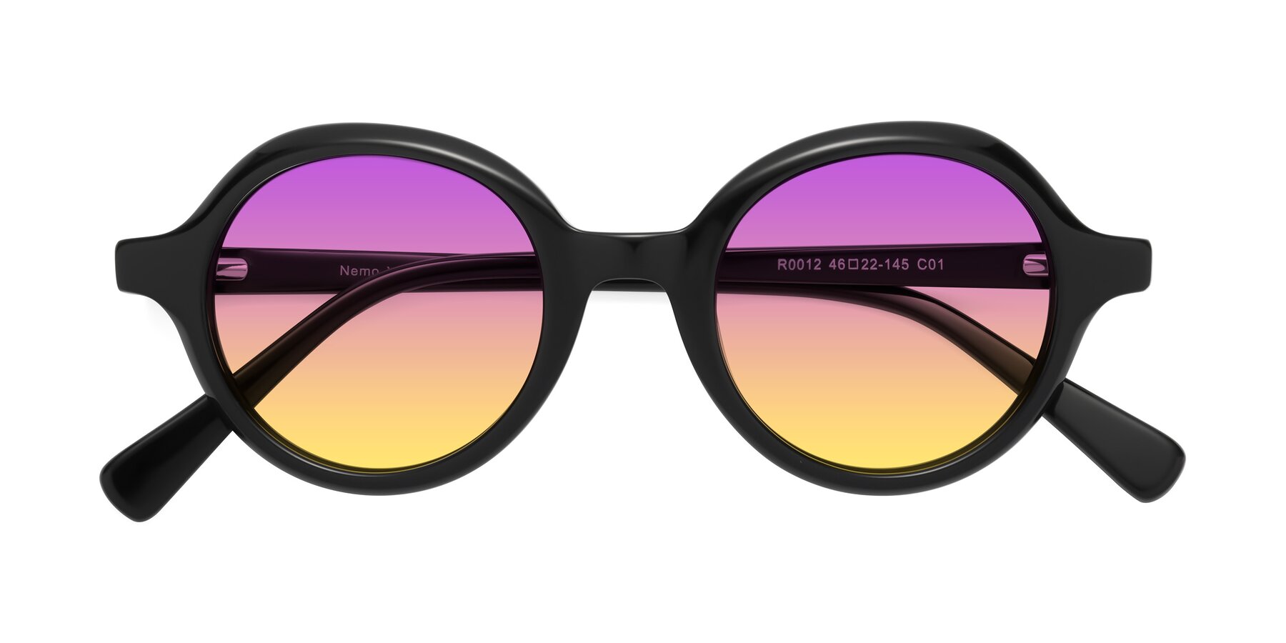 Folded Front of Nemo in Black with Purple / Yellow Gradient Lenses