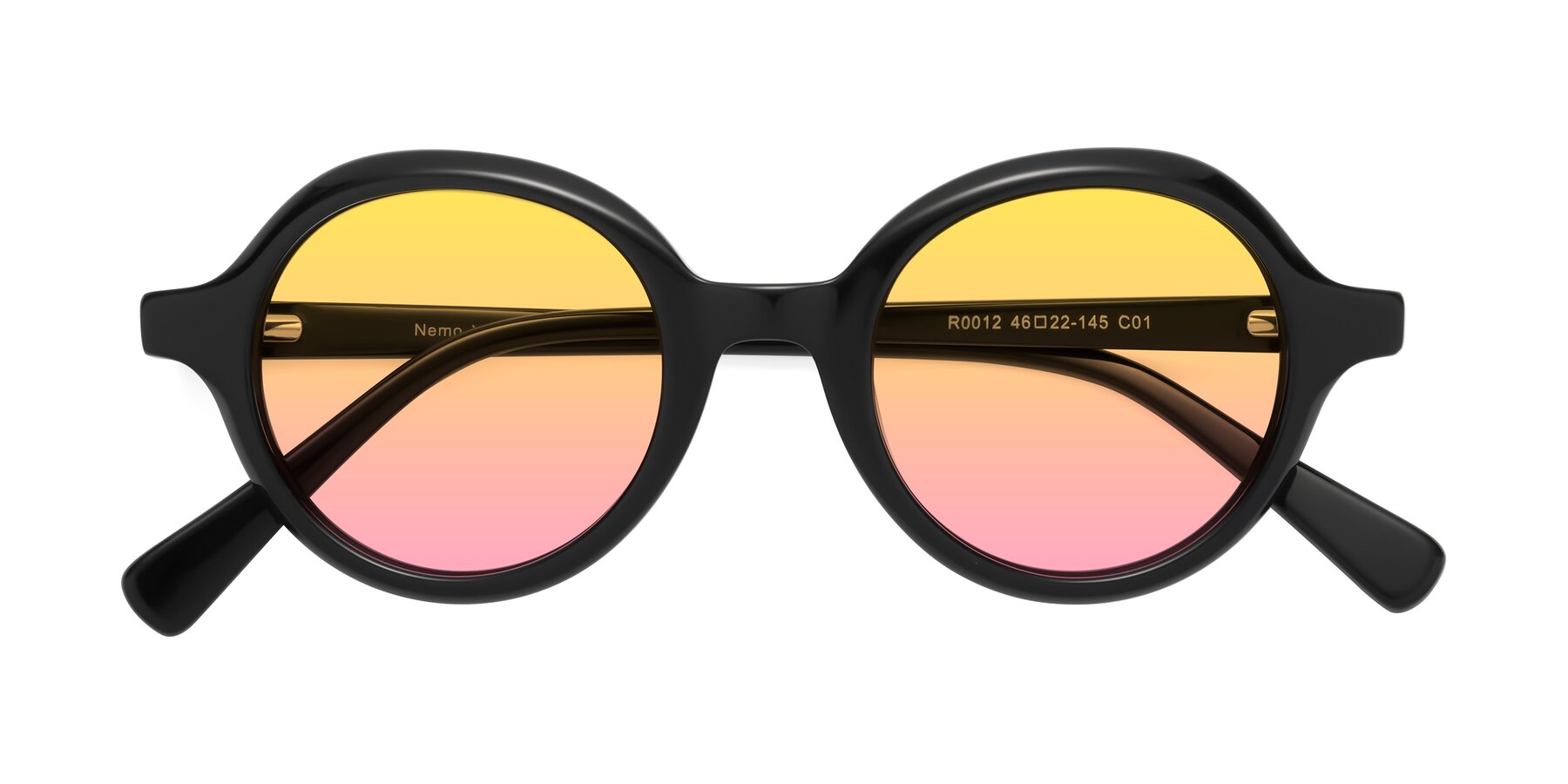 Folded Front of Nemo in Black with Yellow / Pink Gradient Lenses