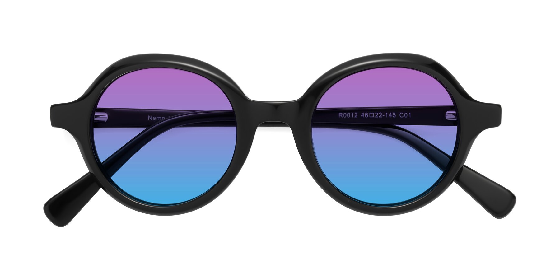 Folded Front of Nemo in Black with Purple / Blue Gradient Lenses