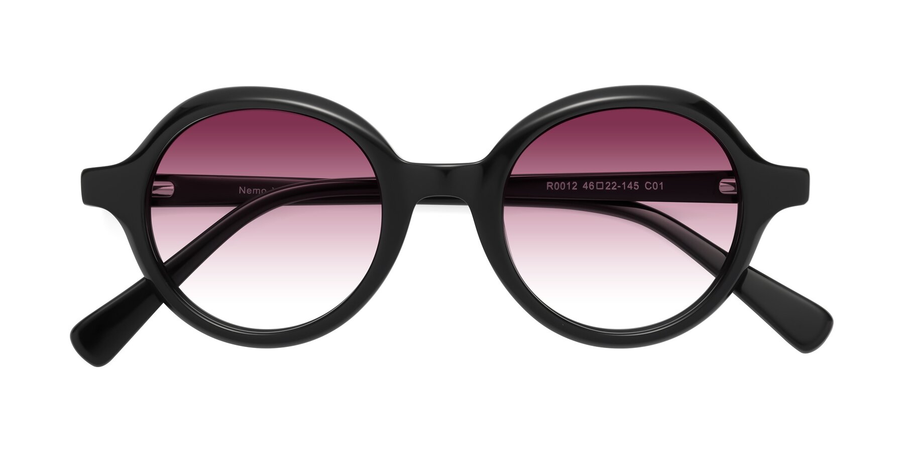 Folded Front of Nemo in Black with Wine Gradient Lenses