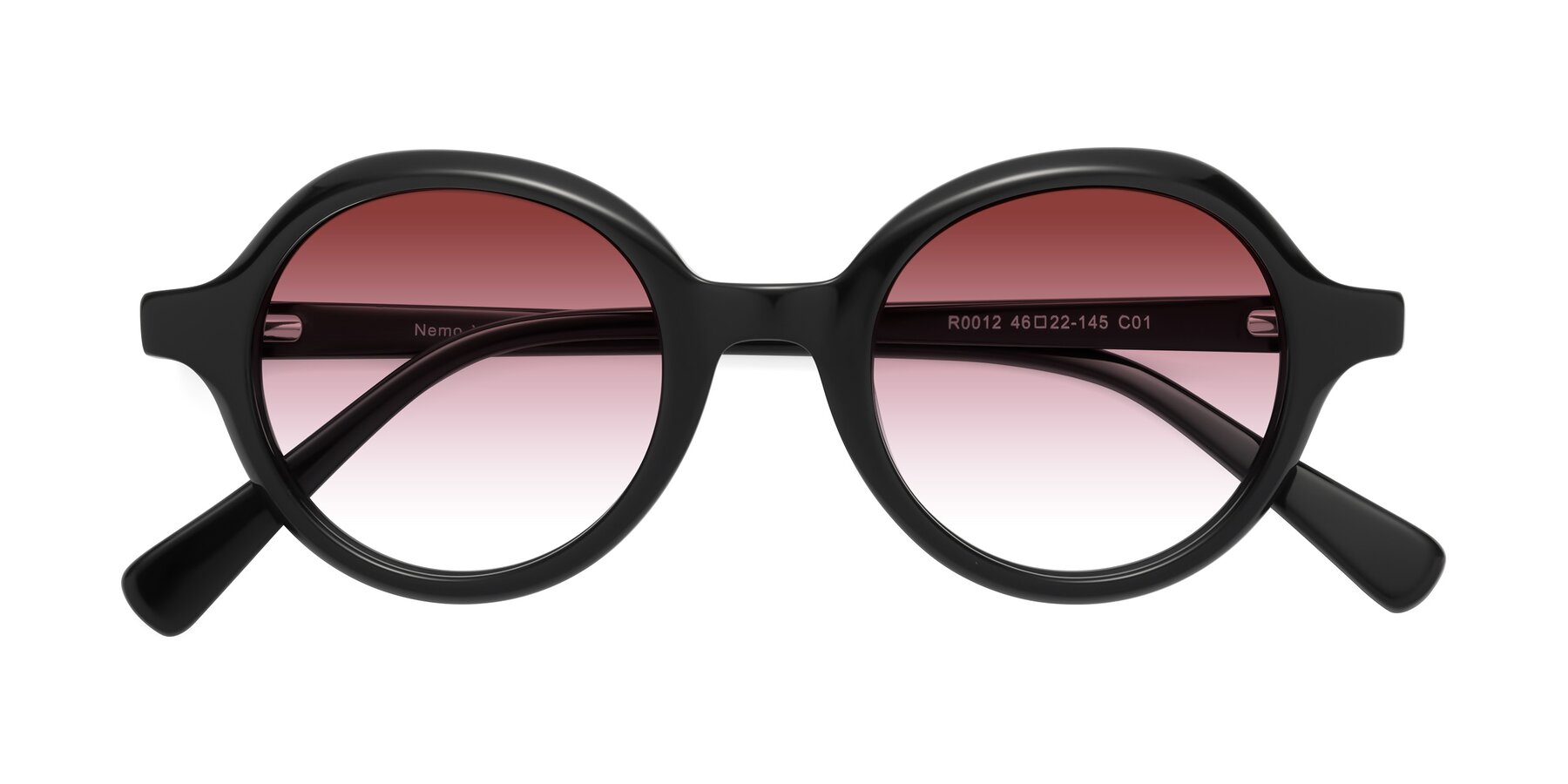 Folded Front of Nemo in Black with Garnet Gradient Lenses