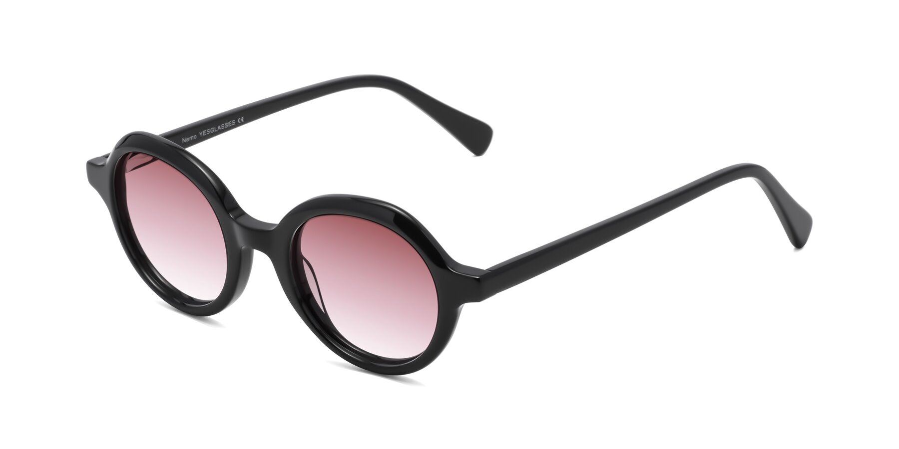 Angle of Nemo in Black with Garnet Gradient Lenses