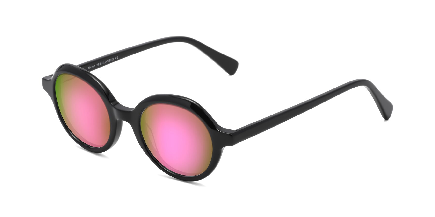 Angle of Nemo in Black with Pink Mirrored Lenses