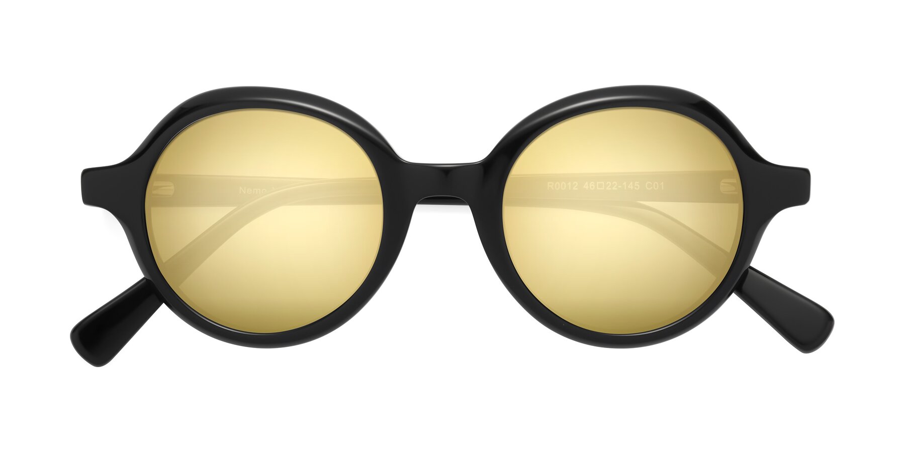 Folded Front of Nemo in Black with Gold Mirrored Lenses