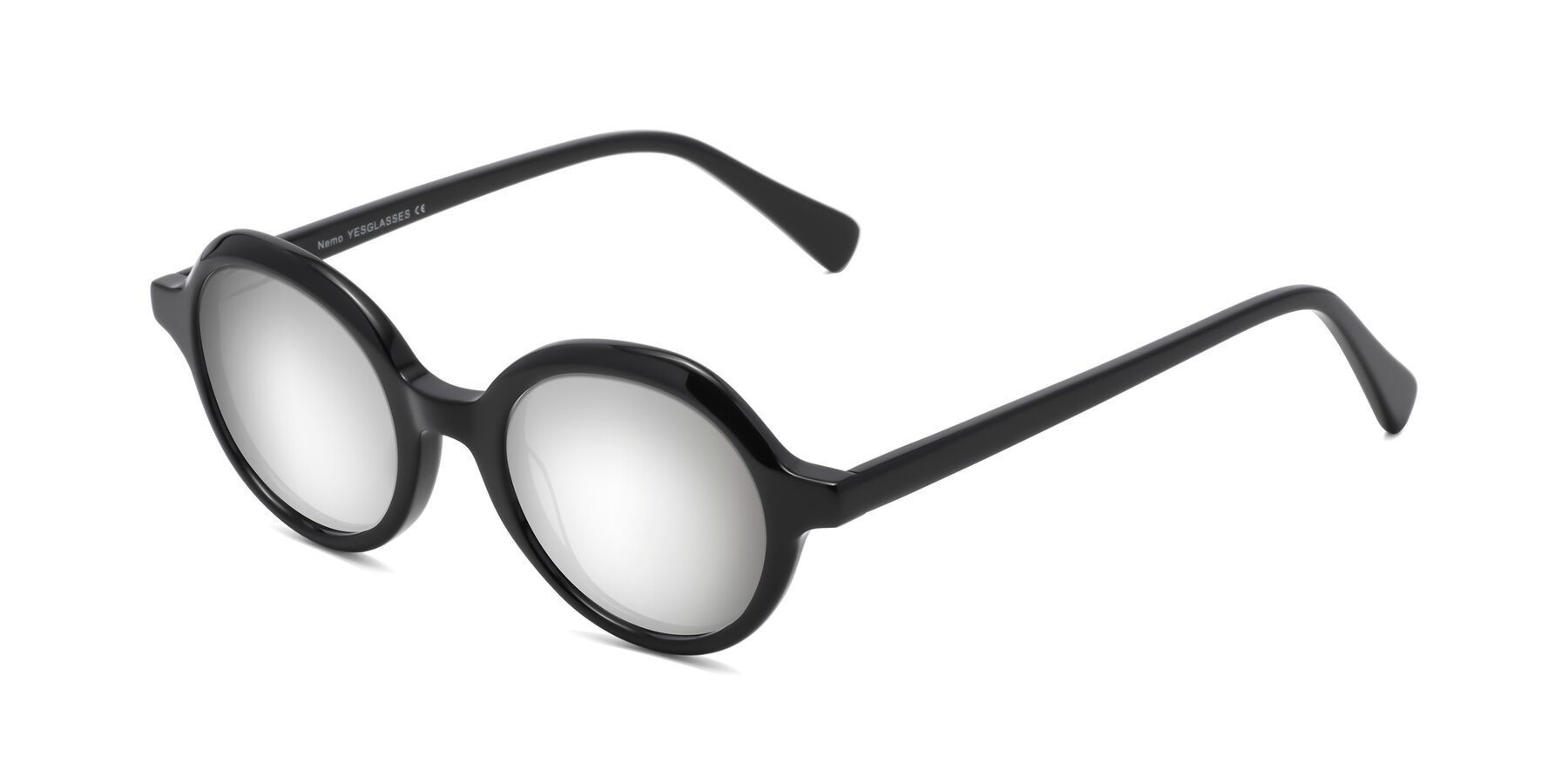 Angle of Nemo in Black with Silver Mirrored Lenses
