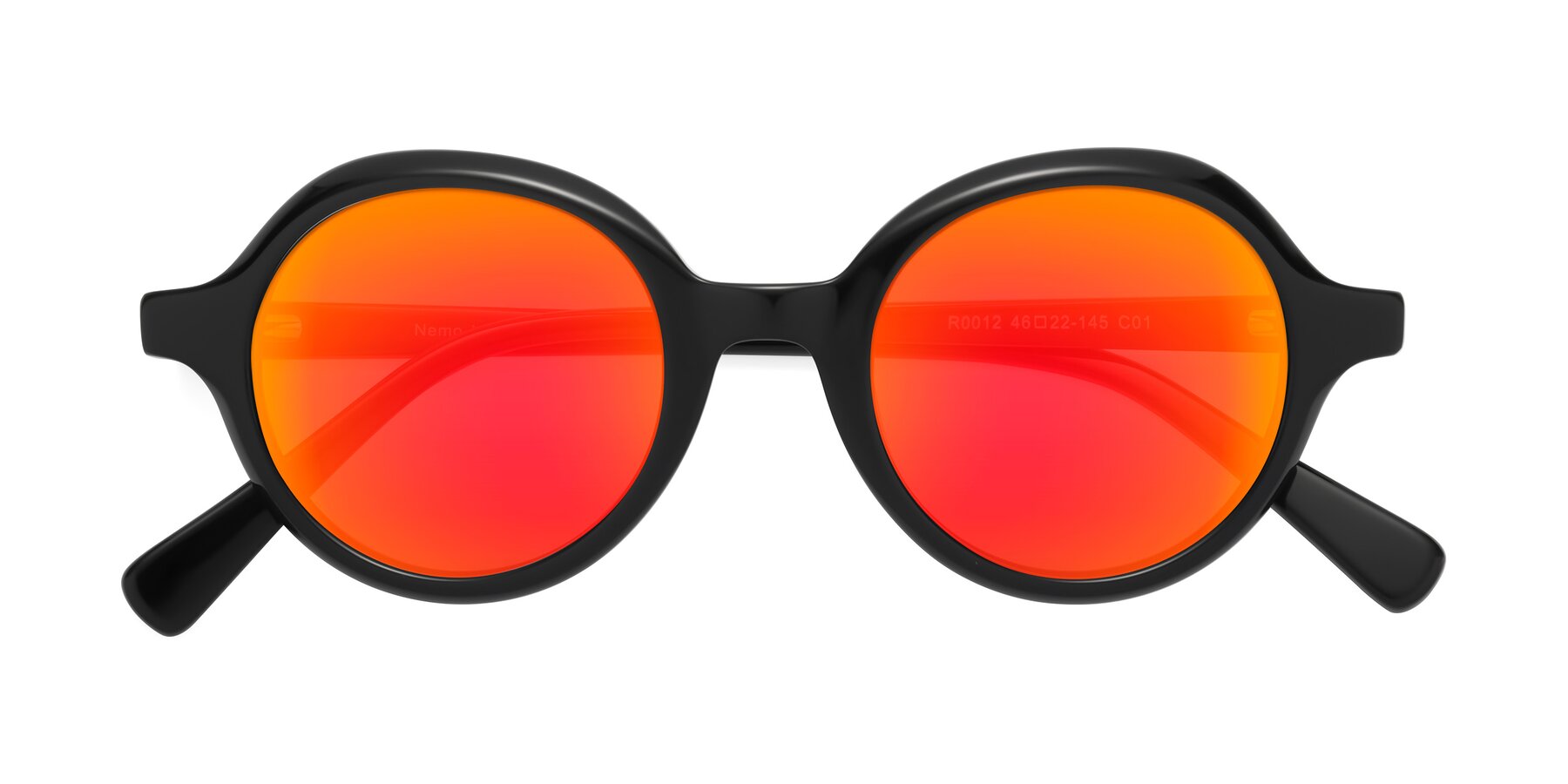 Folded Front of Nemo in Black with Red Gold Mirrored Lenses