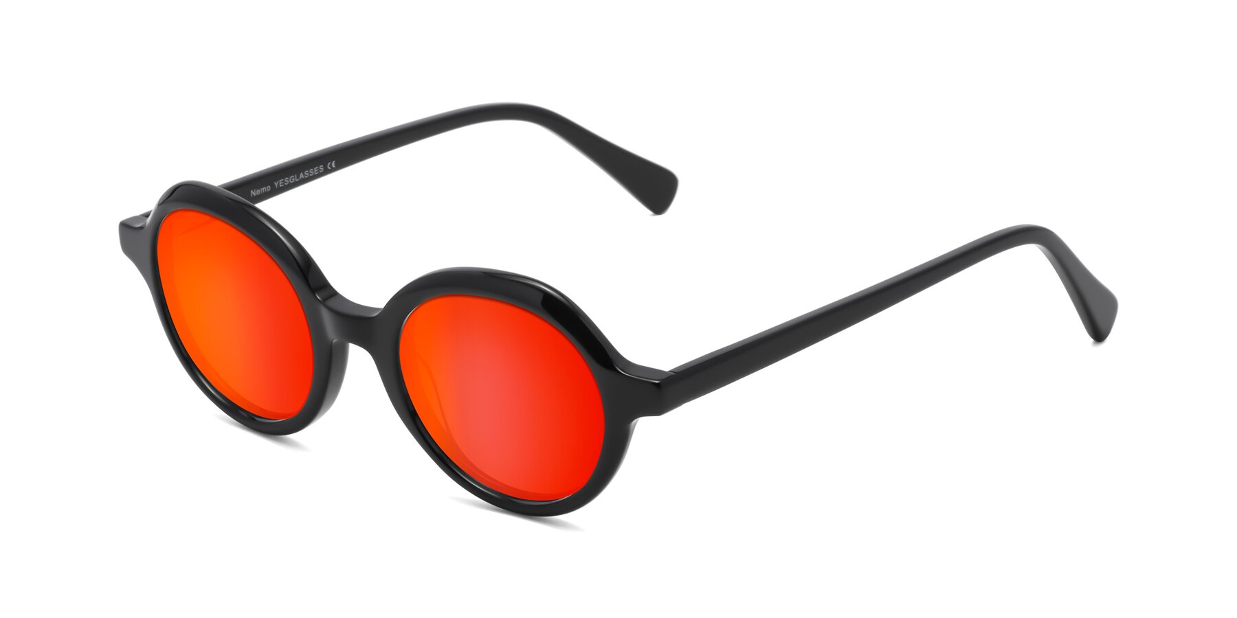 Angle of Nemo in Black with Red Gold Mirrored Lenses