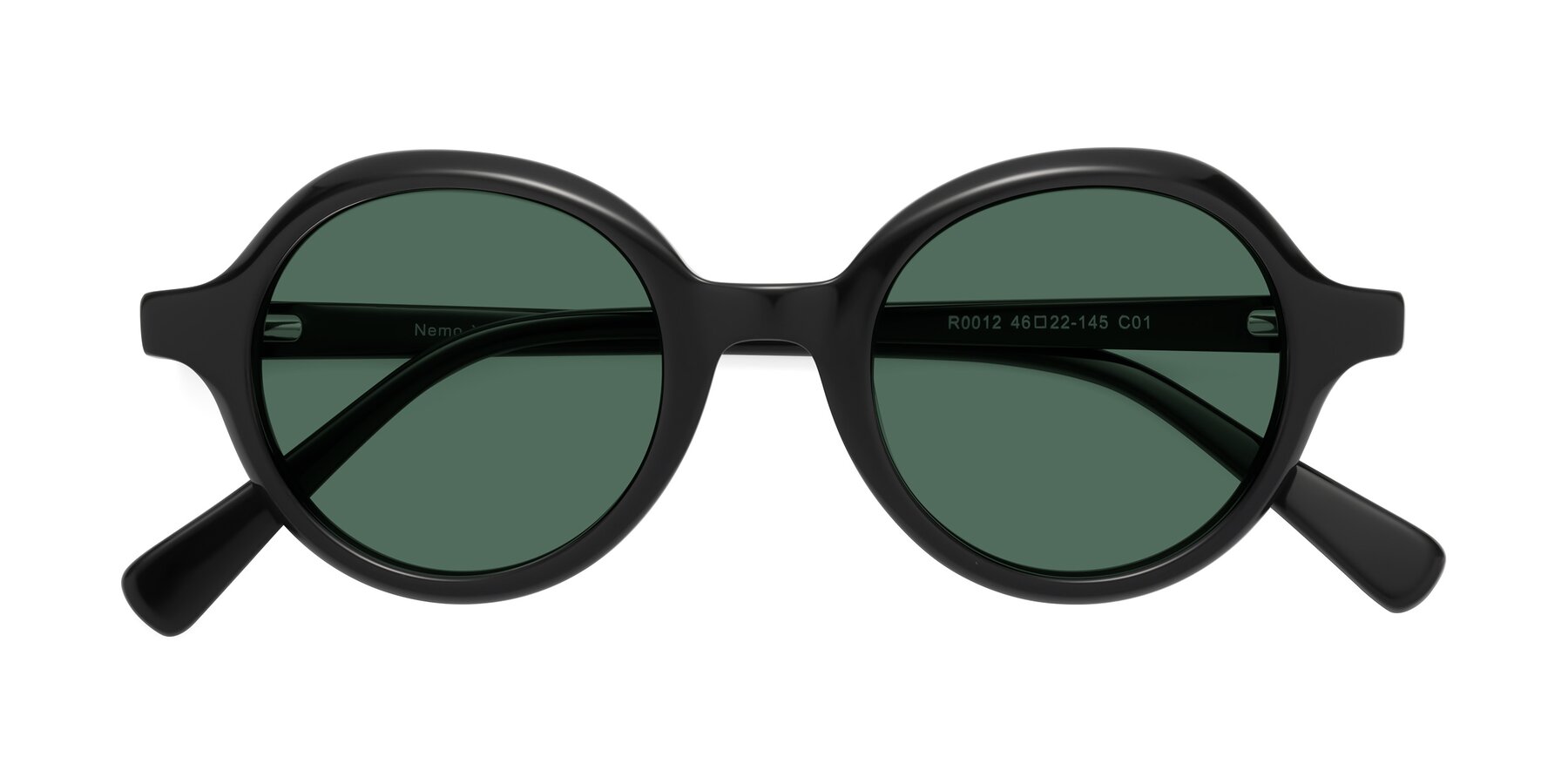 Folded Front of Nemo in Black with Green Polarized Lenses