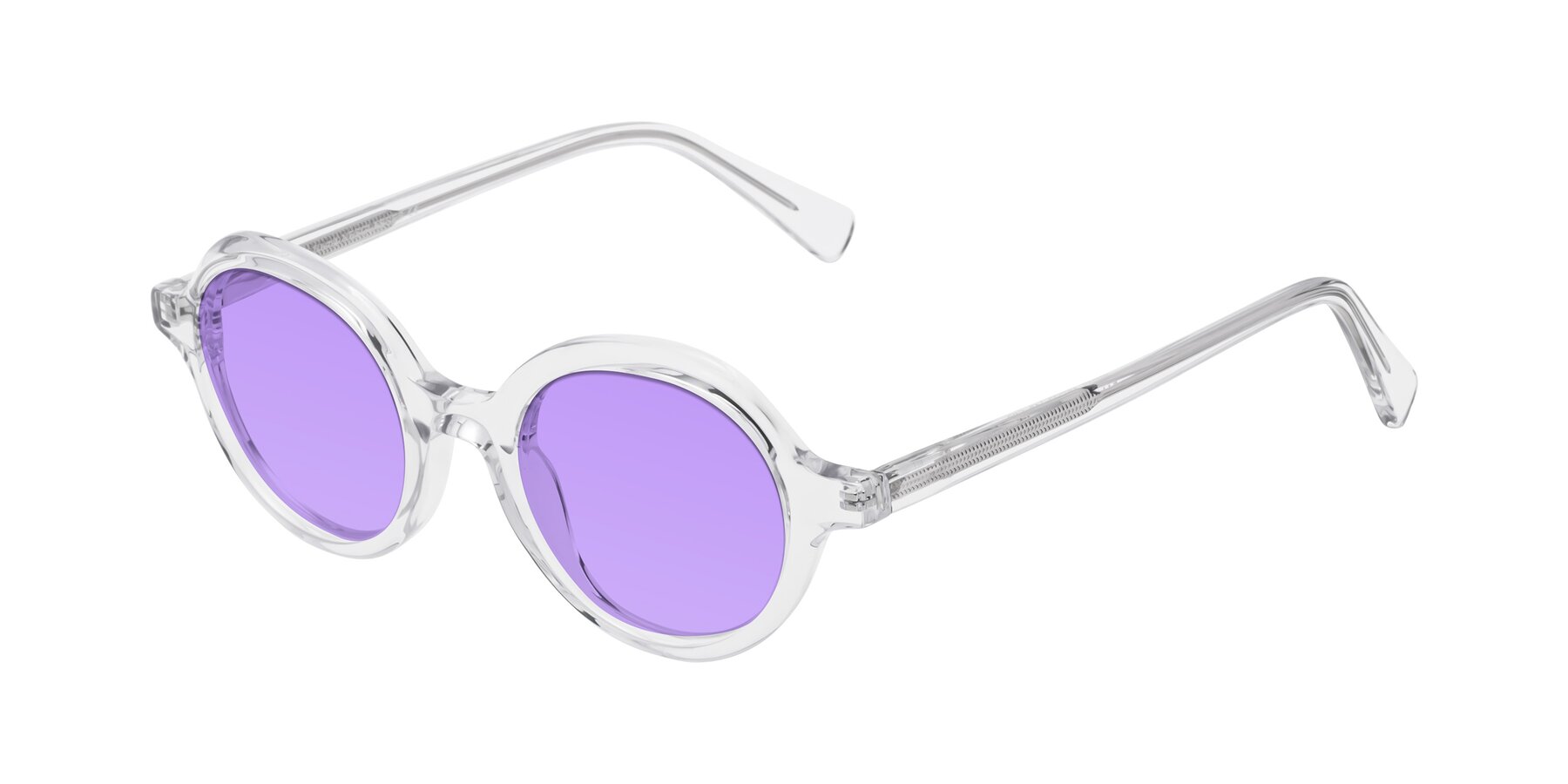 Angle of Nemo in Clear with Medium Purple Tinted Lenses