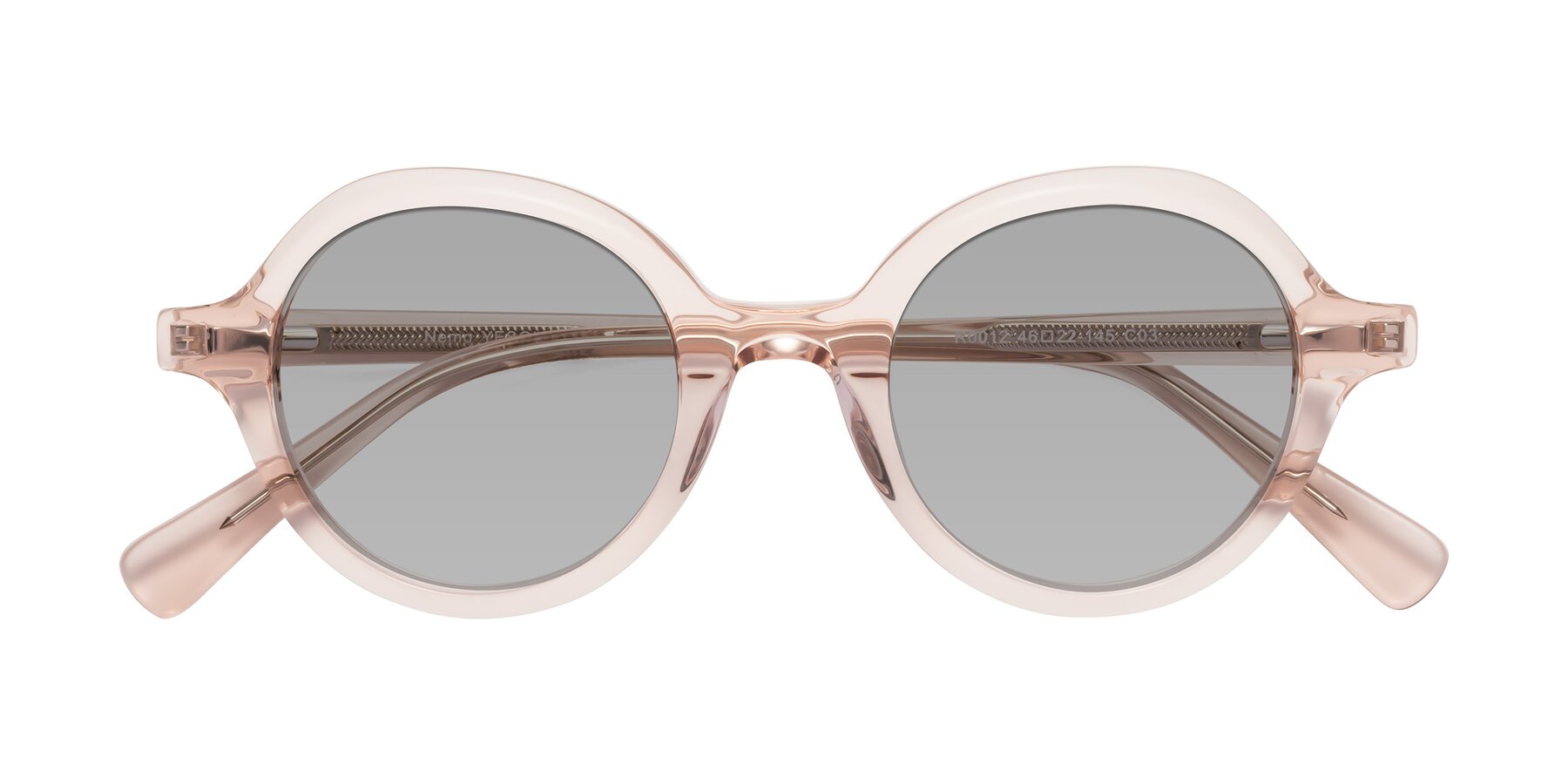 Folded Front of Nemo in Light Pink with Light Gray Tinted Lenses