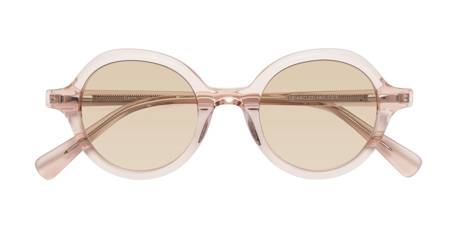 Folded Front of Nemo in Light Pink with Light Brown Tinted Lenses