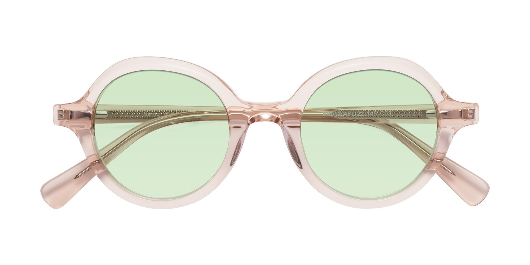 Folded Front of Nemo in Light Pink with Light Green Tinted Lenses