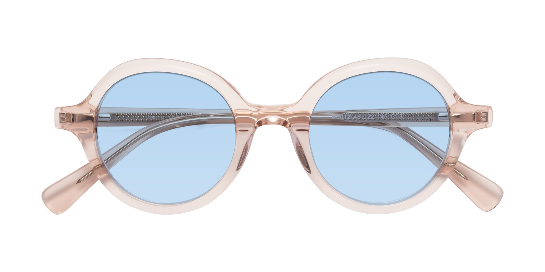 Folded Front of Nemo in Light Pink with Light Blue Tinted Lenses