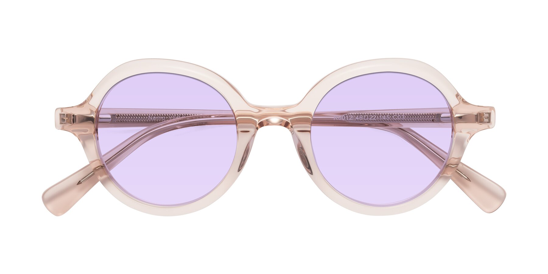 Folded Front of Nemo in Light Pink with Light Purple Tinted Lenses