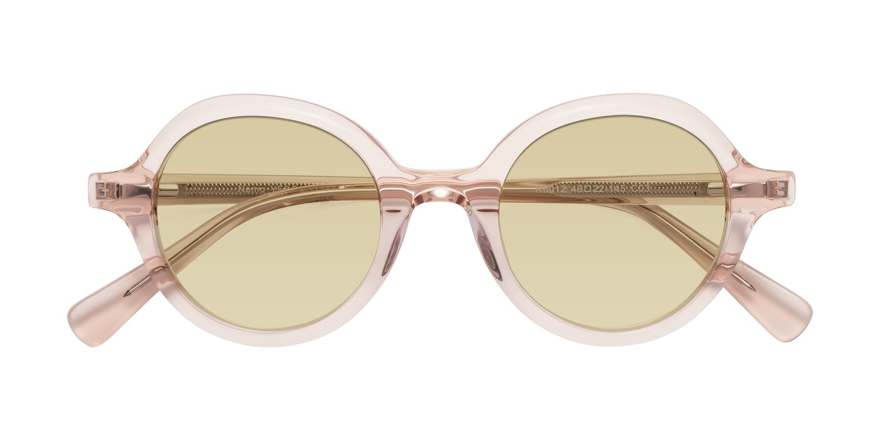 Folded Front of Nemo in Light Pink with Light Champagne Tinted Lenses