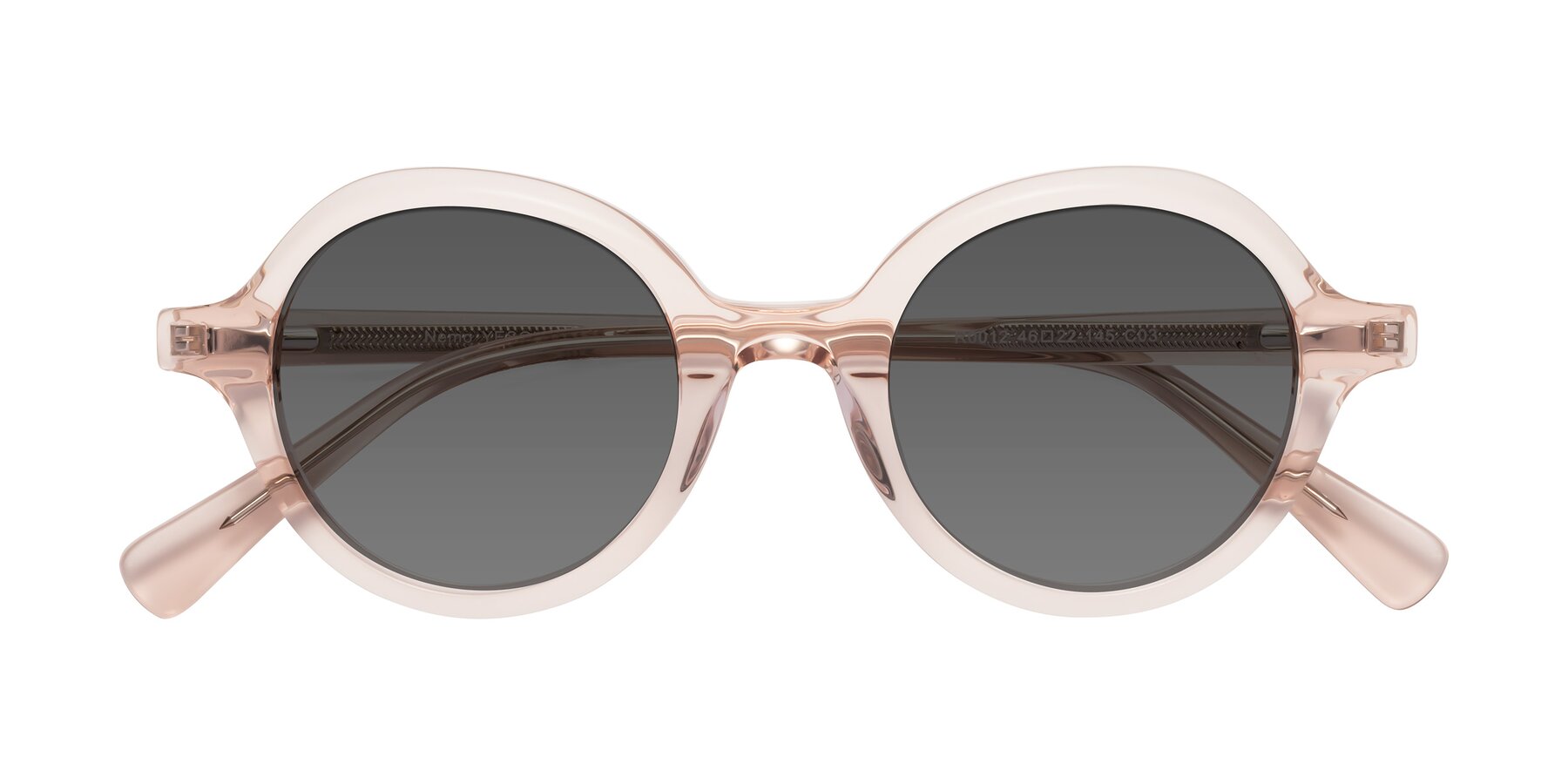 Folded Front of Nemo in Light Pink with Medium Gray Tinted Lenses