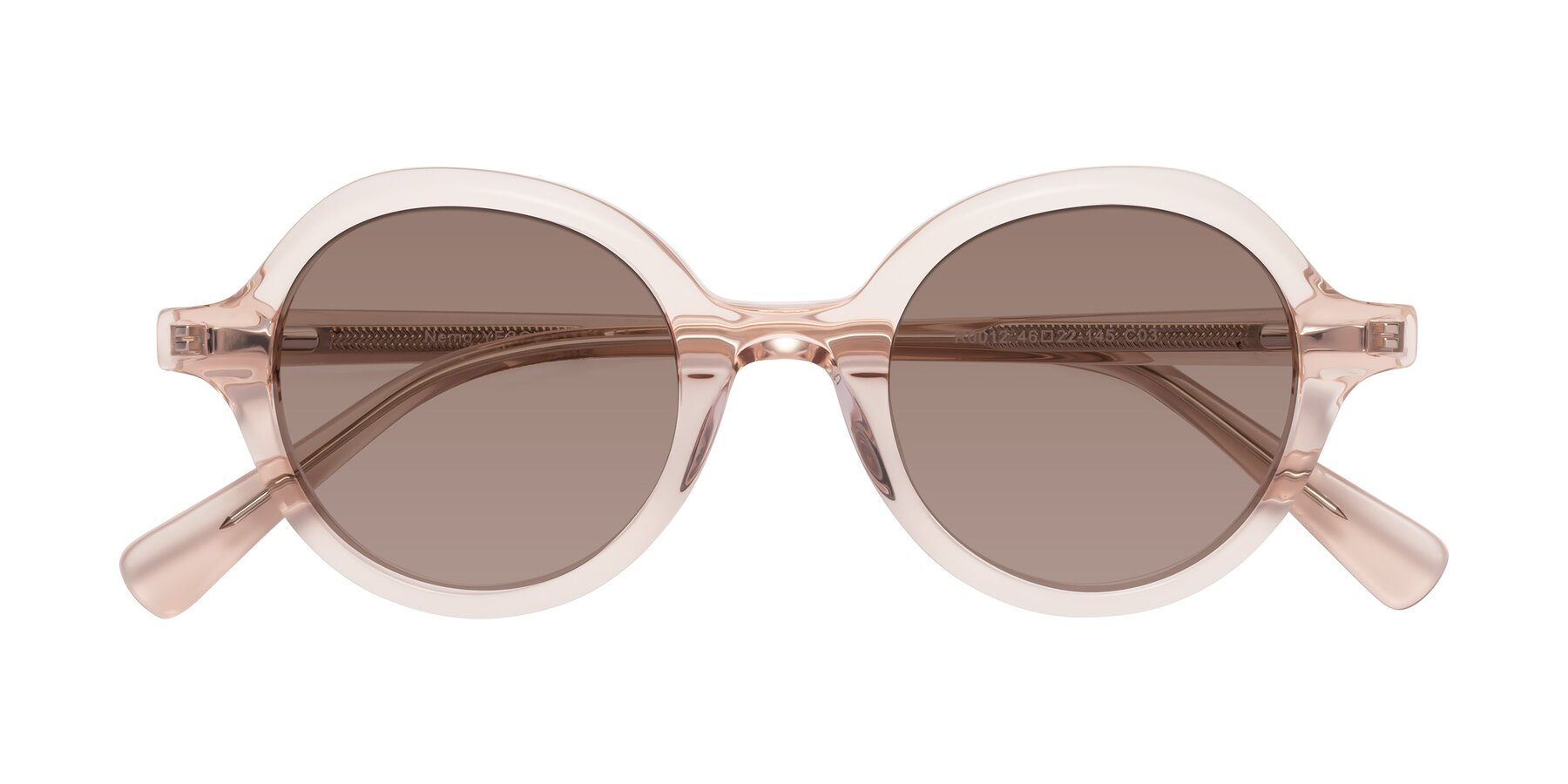 Folded Front of Nemo in Light Pink with Medium Brown Tinted Lenses