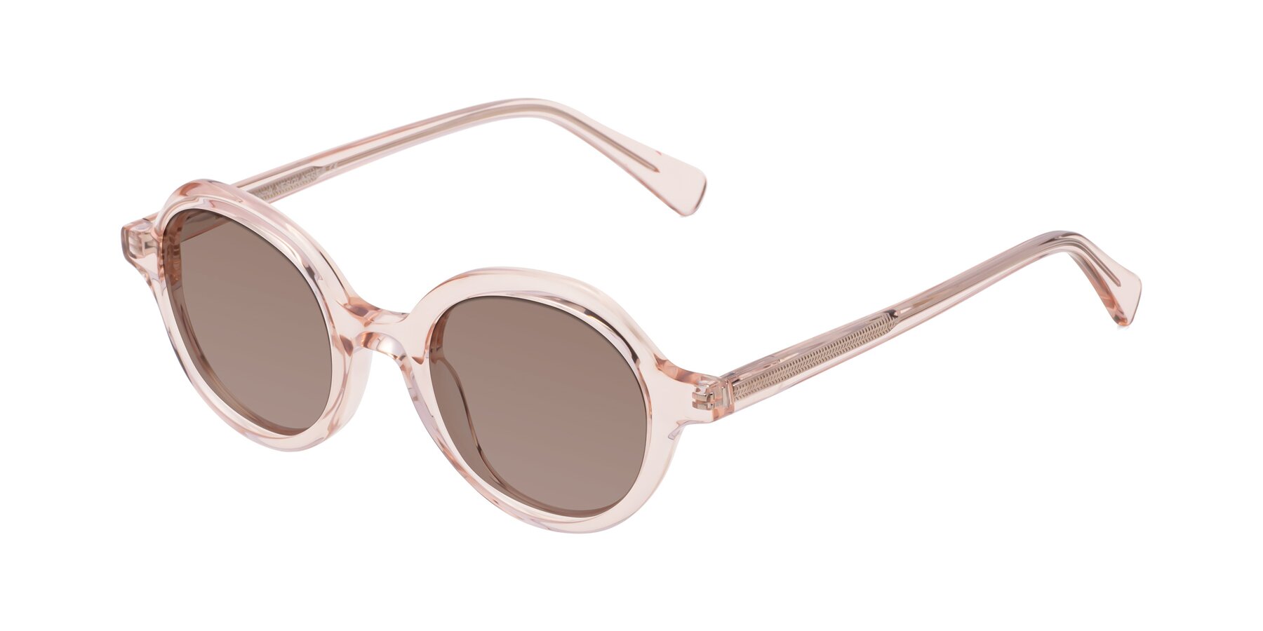Angle of Nemo in Light Pink with Medium Brown Tinted Lenses