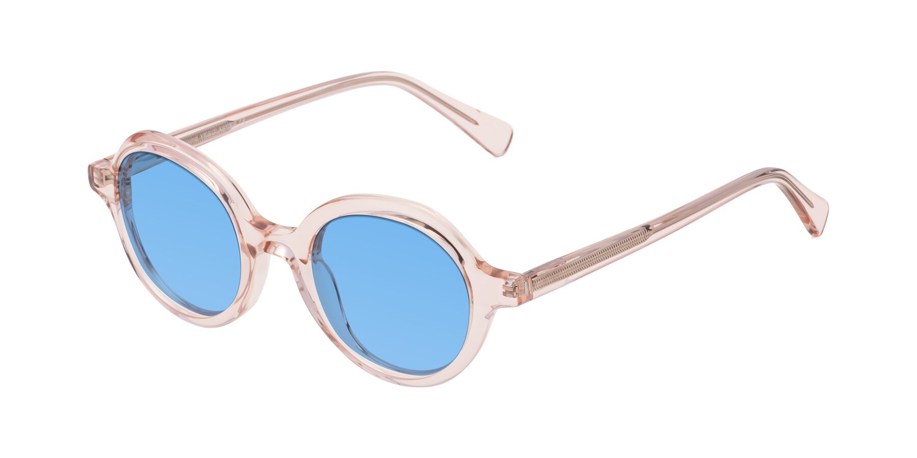 Angle of Nemo in Light Pink with Medium Blue Tinted Lenses