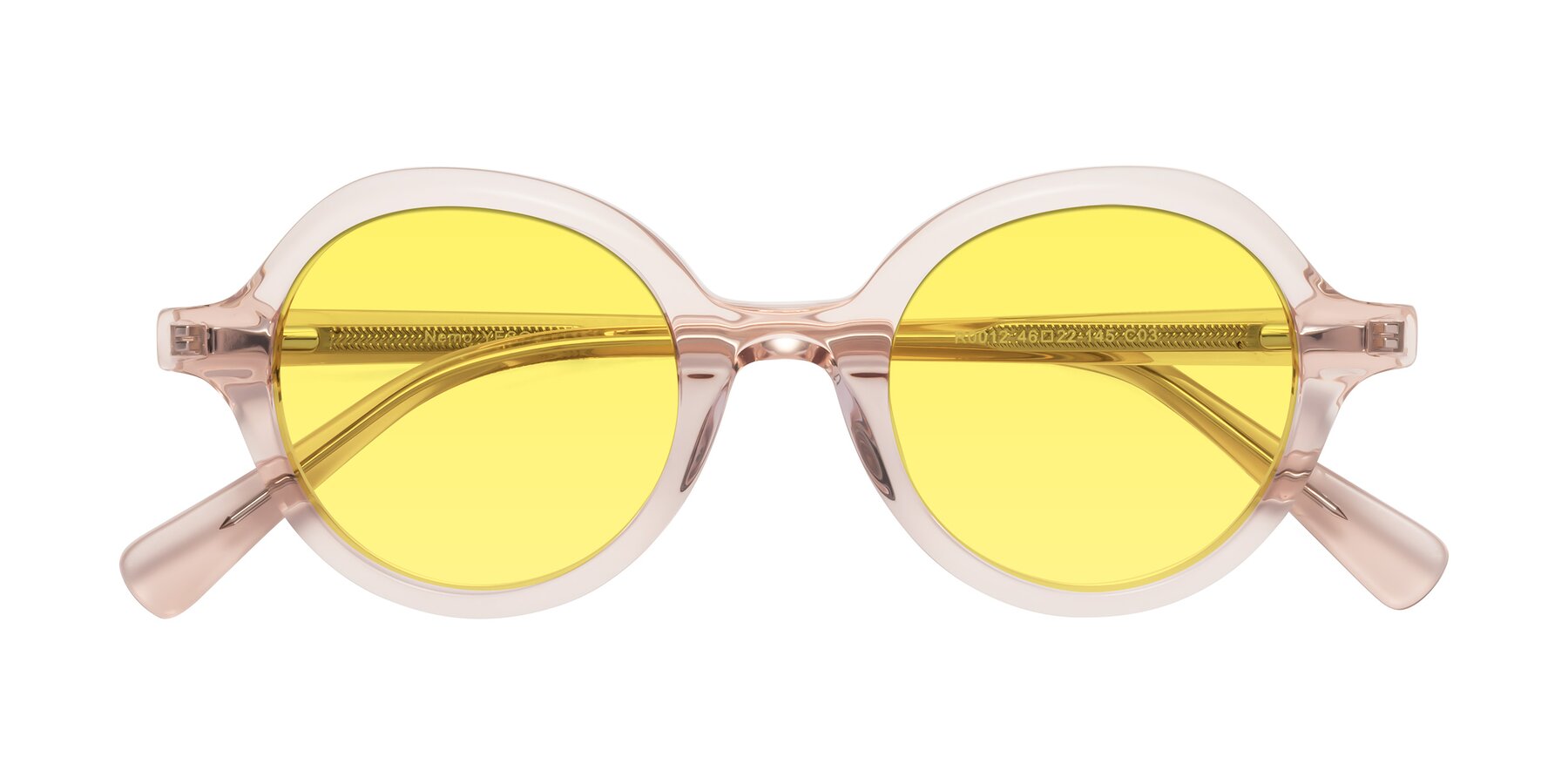 Folded Front of Nemo in Light Pink with Medium Yellow Tinted Lenses