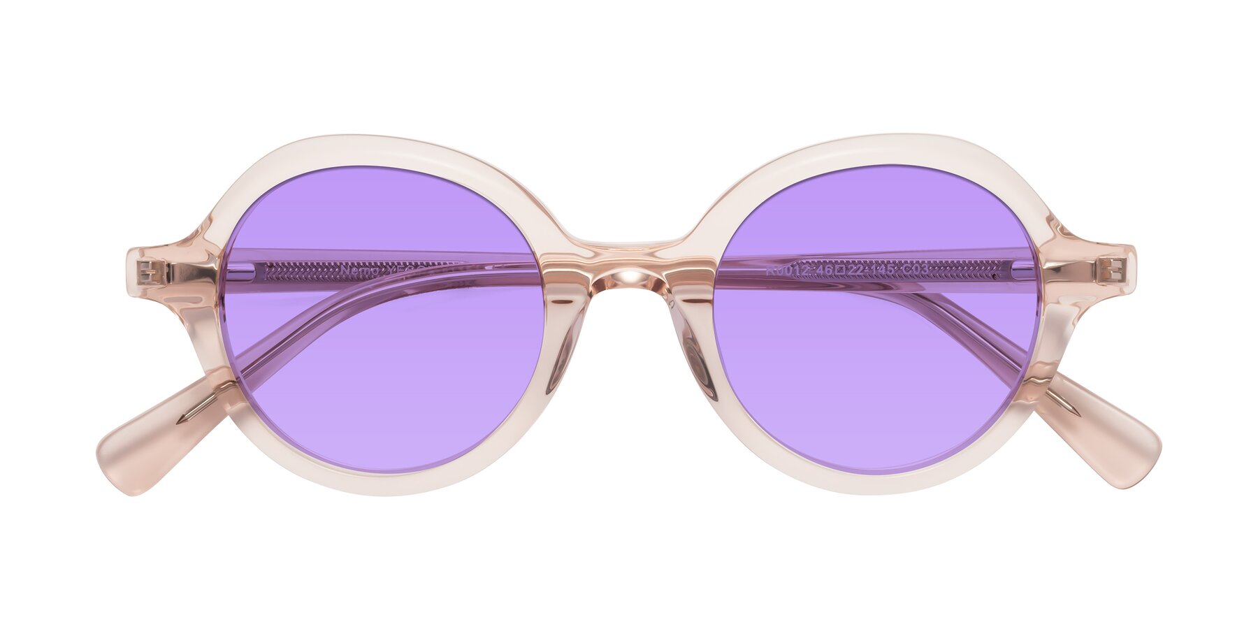 Folded Front of Nemo in Light Pink with Medium Purple Tinted Lenses