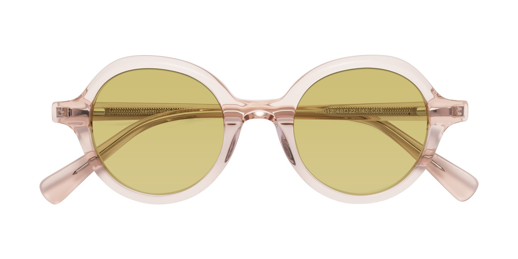 Folded Front of Nemo in Light Pink with Medium Champagne Tinted Lenses