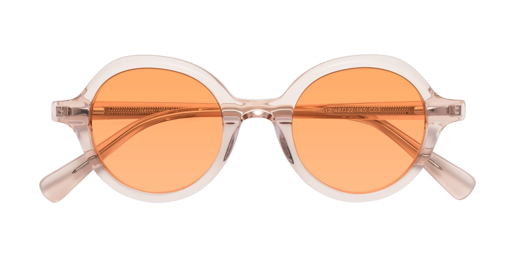 Folded Front of Nemo in Light Pink with Medium Orange Tinted Lenses