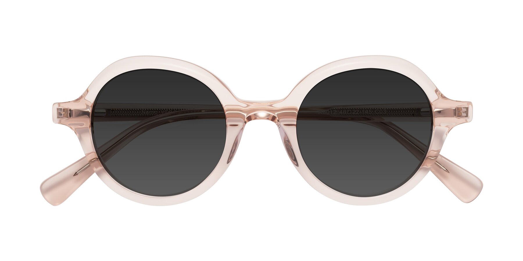 Folded Front of Nemo in Light Pink with Gray Tinted Lenses