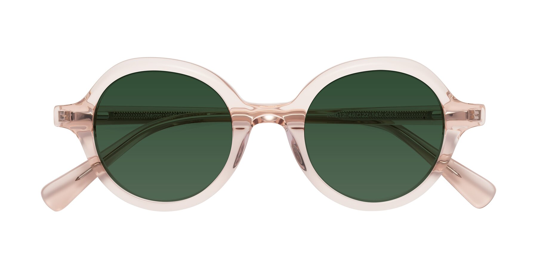 Folded Front of Nemo in Light Pink with Green Tinted Lenses