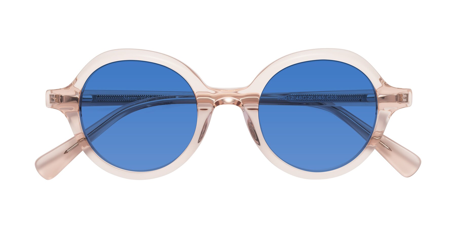 Folded Front of Nemo in Light Pink with Blue Tinted Lenses